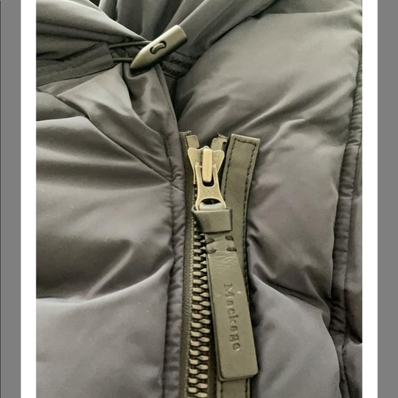 Mackage Navy and Black Down with Leather Sleeves Coat - Picture 3 of 6